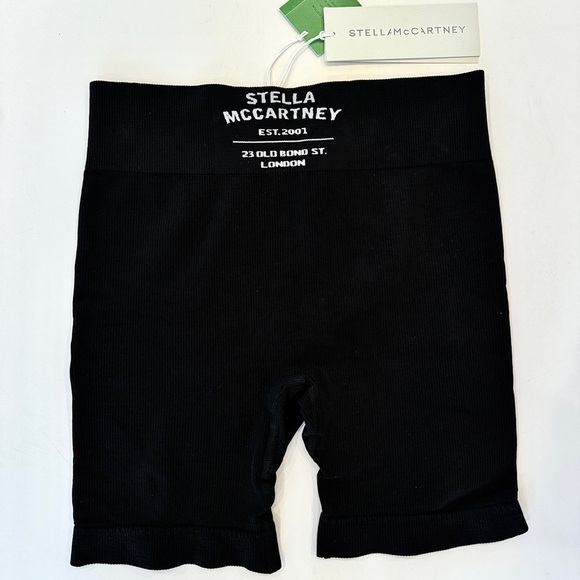NWT Stella McCartney Ribbed London Logo Cotton Cycling Shorts in Black / White